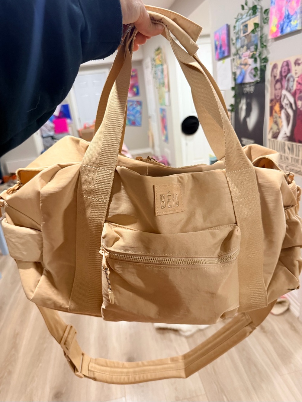 BÉIS Tan Travel Duffel Bag